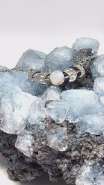 Load and play video in Gallery viewer, Rainbow Moonstone Moon Phases Necklace - Silver - Triple Moon Goddess Necklace - Celestial Jewelry - Celestial Necklace - June Birthstone
