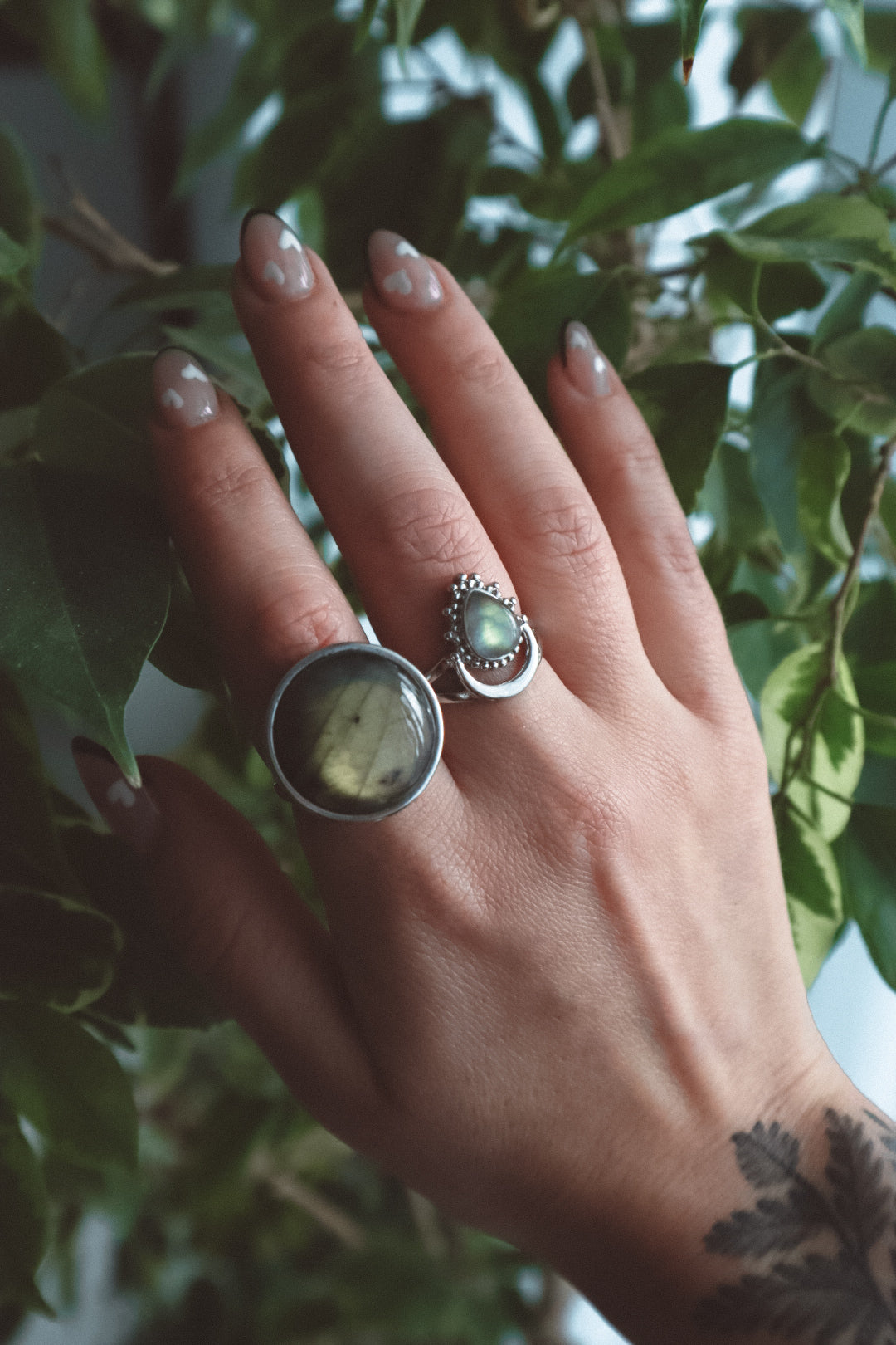 Green Labradorite Statement Ring - Silver