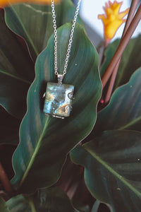 Labradorite Block Pendant Necklace - 925 Silver
