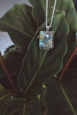 Load image into Gallery viewer, Fire Labradorite Square Pendant Necklace 925 Silver

