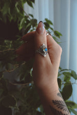 Load image into Gallery viewer, Blue Labradorite Filigree Ring - 925 Silver
