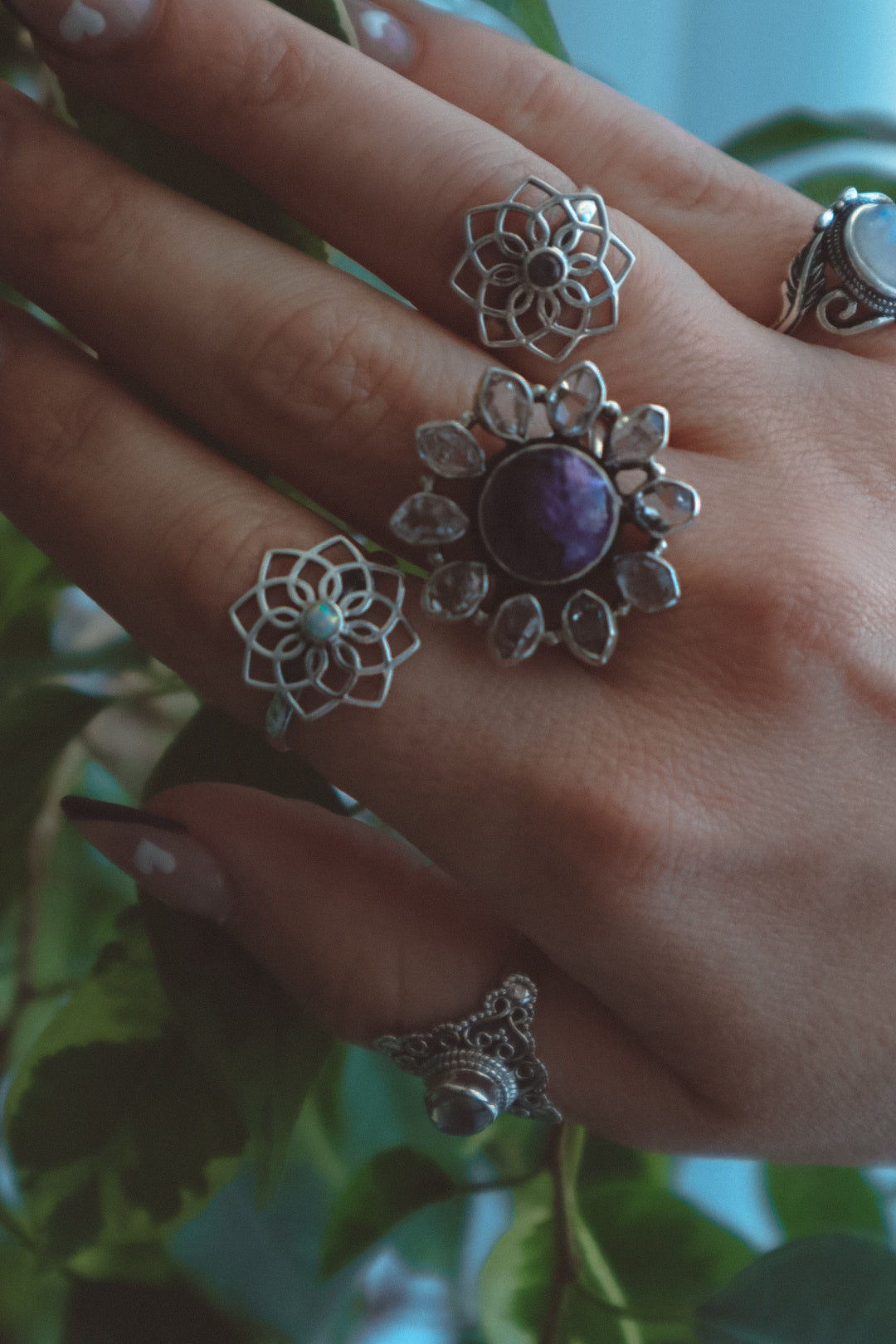 BALANCE Blue Labradorite Filigree Ring 925 Silver