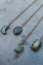 Load image into Gallery viewer, Labradorite Block Pendant Necklace - Gold 925 Silver
