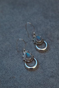 Chandra Rainbow Moonstone X 925 Silver Earrings