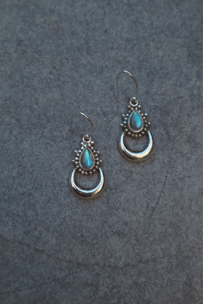 Chandra Rainbow Moonstone X 925 Silver Earrings