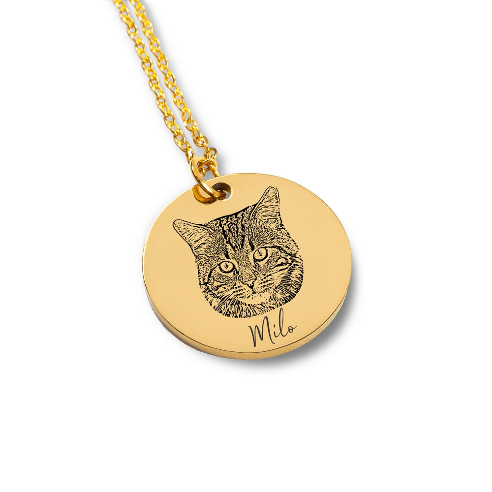 Personalized Cat Portrait Necklace - Custom