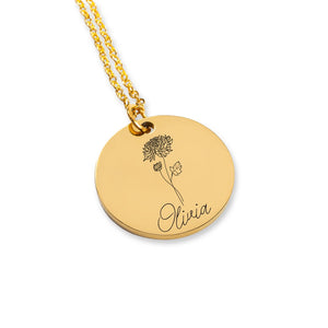 Personalized Name & Birth Flower Necklace - Custom