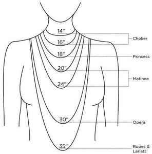 necklace size chart, necklace length chart