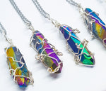Load image into Gallery viewer, Wire Wrapped Titanium Quartz Pendant Necklace - Silver
