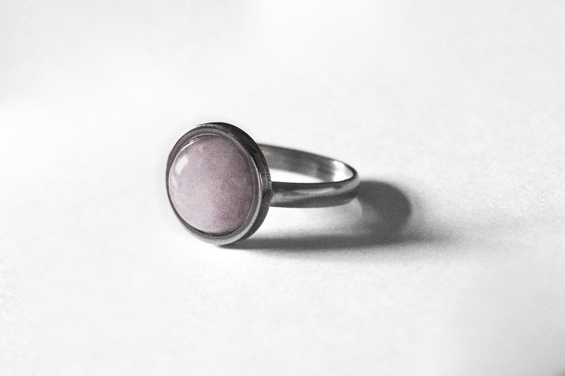 Rose Quartz Crystal Stainless Steel Silver Ring