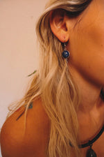 Load image into Gallery viewer, Kala - Lapis Lazuli Charm Dangling Earrings - Silver
