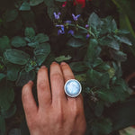 Load image into Gallery viewer, Rainbow Moonstone Statement Ring - Silver

