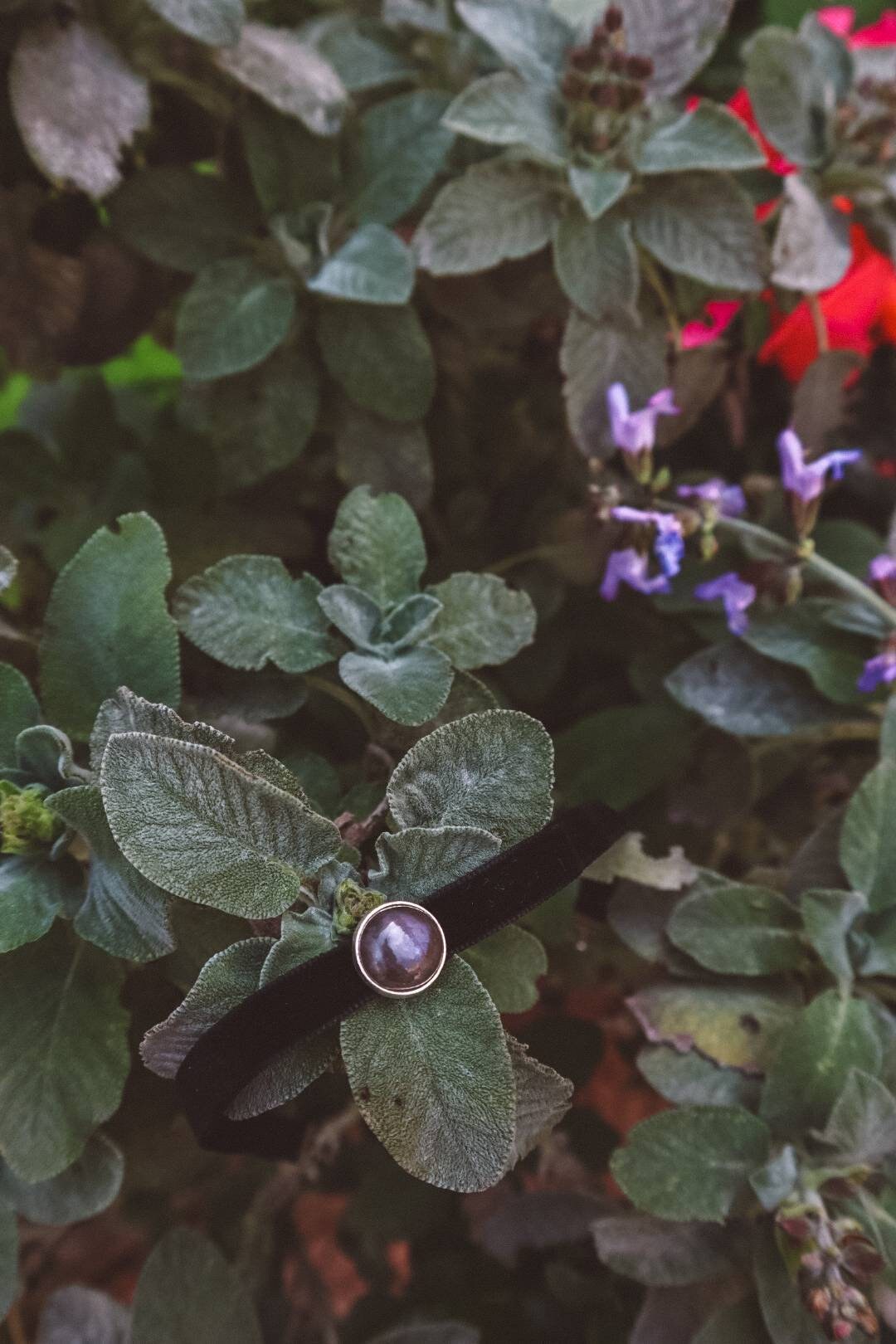 Gemstone Choker Necklace - Black/Silver