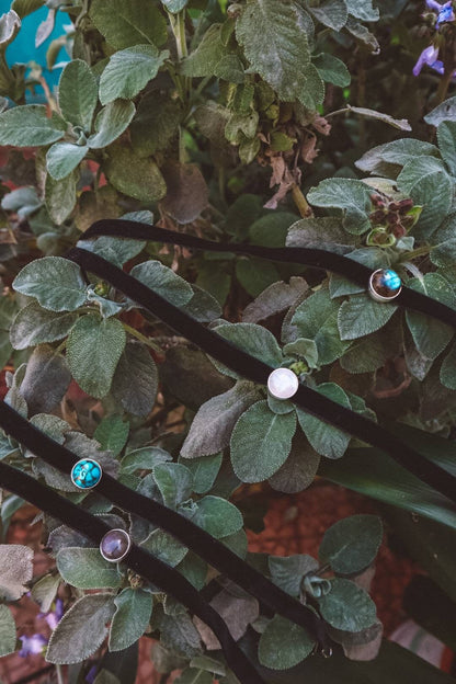 Gemstone Choker Necklace - Black/Silver