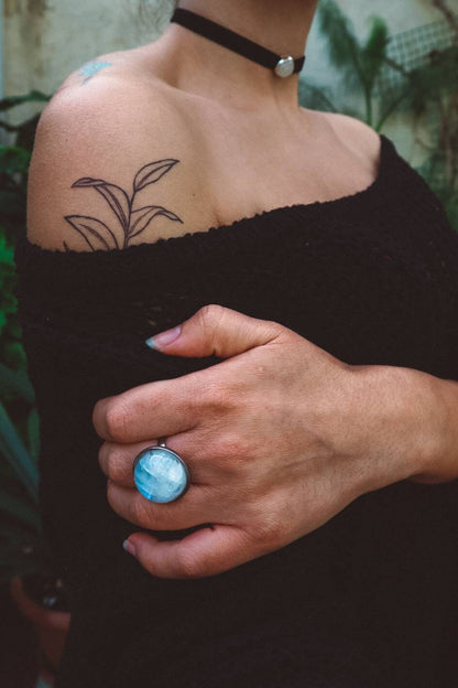 Rainbow Moonstone Statement Ring - Silver