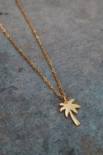 Load image into Gallery viewer, Escape - Palm Tree Charm Necklace - Gold Stainless Steel
