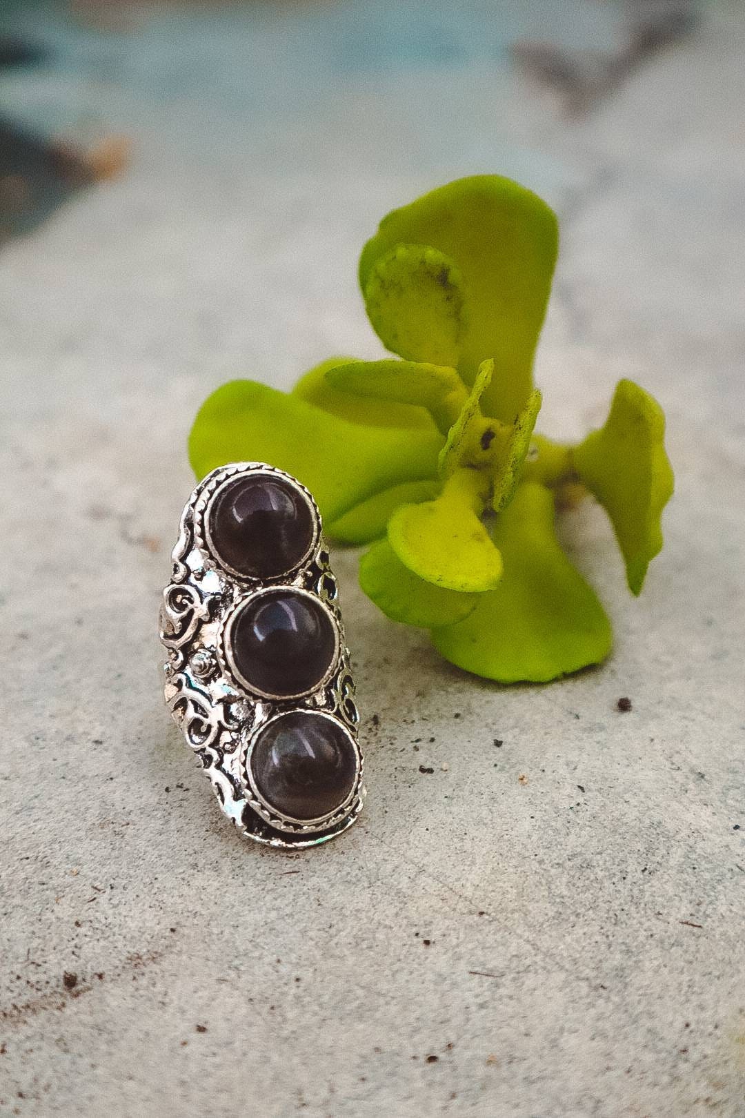 Amethyst Statement Ring - Tibetan Silver