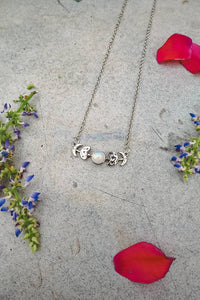 Rainbow Moonstone Moon Phases Necklace - Silver - Triple Moon Goddess Necklace - Celestial Jewelry - Celestial Necklace - June Birthstone