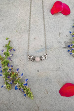 Load image into Gallery viewer, Rose Quartz Moon Phases Pendant Necklace - Silver
