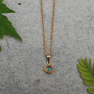 Labradorite Dainty Minimalist Pendant Necklace - Gold