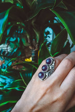 Load image into Gallery viewer, Amethyst Statement Ring - Tibetan Silver

