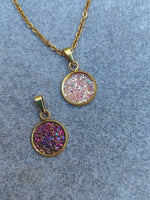 Load image into Gallery viewer, Crystal Druzy Resin Pendant Necklace - 12 Colours Silver/Gold
