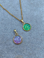 Load image into Gallery viewer, Crystal Druzy Resin Pendant Necklace - 12 Colours Silver/Gold
