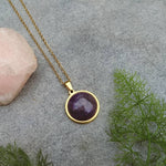Load image into Gallery viewer, Amethyst Statement Pendant Necklace - Gold
