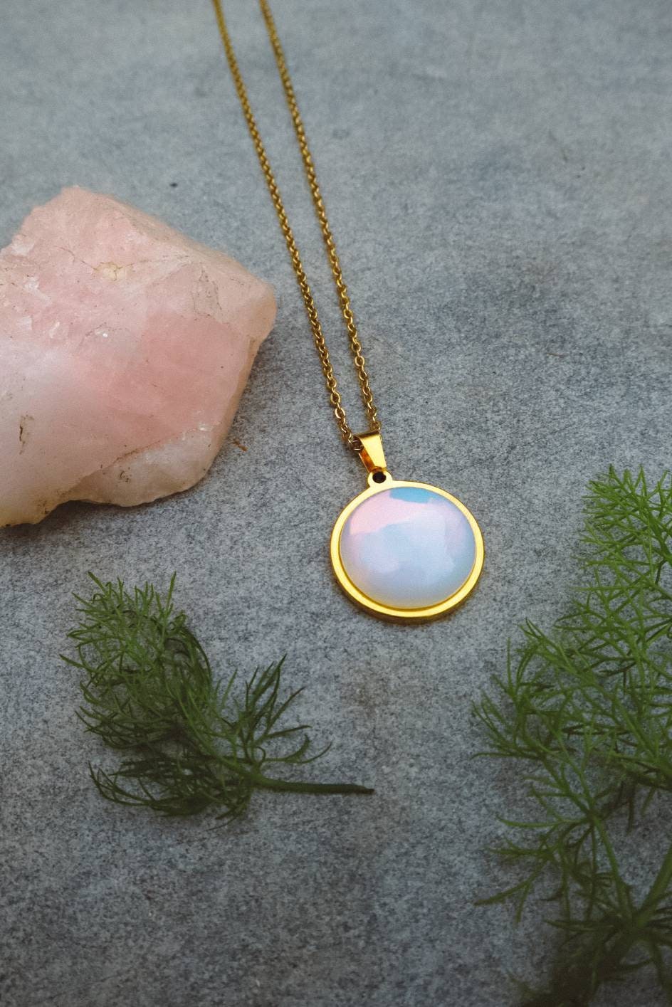 Collier Pendentif Opalite - Or