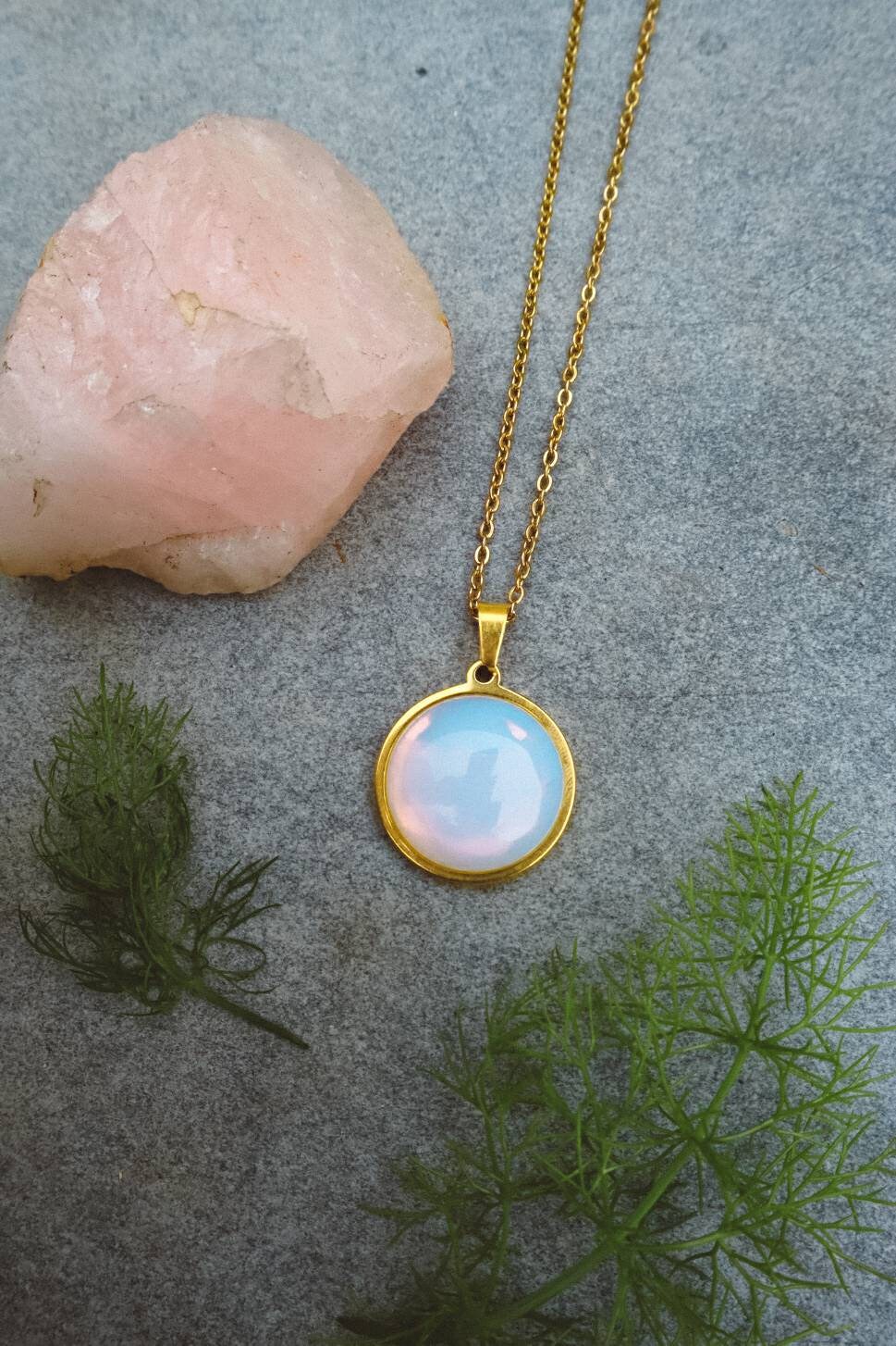 Collier Pendentif Opalite - Or