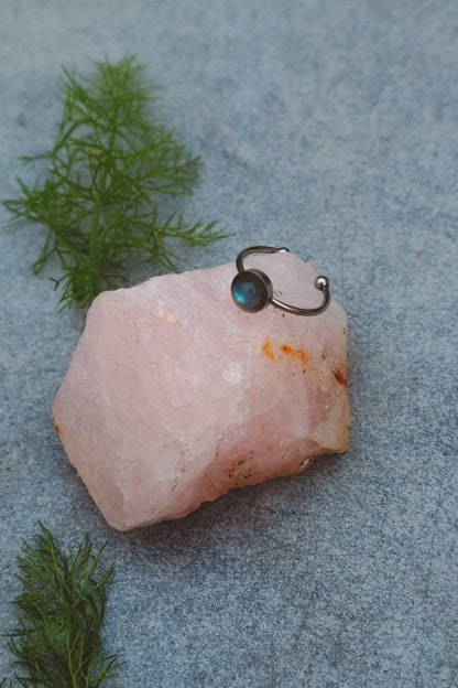 Blauer Labradorit-Minimalring – Silber