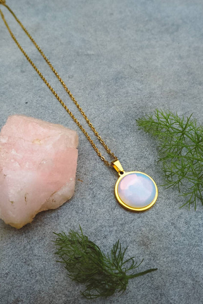 Collier Pendentif Opalite - Or