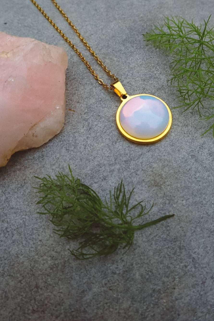 Collier Pendentif Opalite - Or