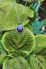 Load image into Gallery viewer, Larvikite Statement Pendant Necklace - Silver

