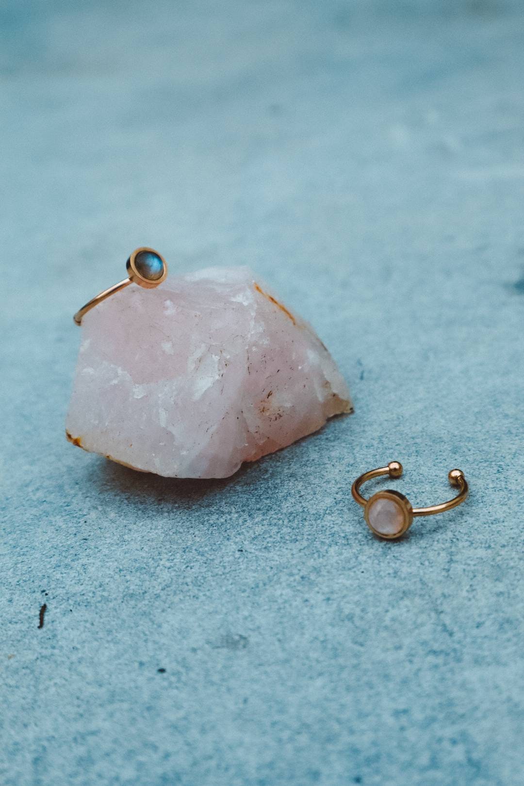 ODESSA Rainbow Moonstone Ring Rose Gold