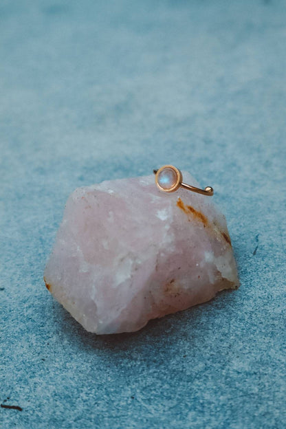 ODESSA Rainbow Moonstone Ring Rose Gold