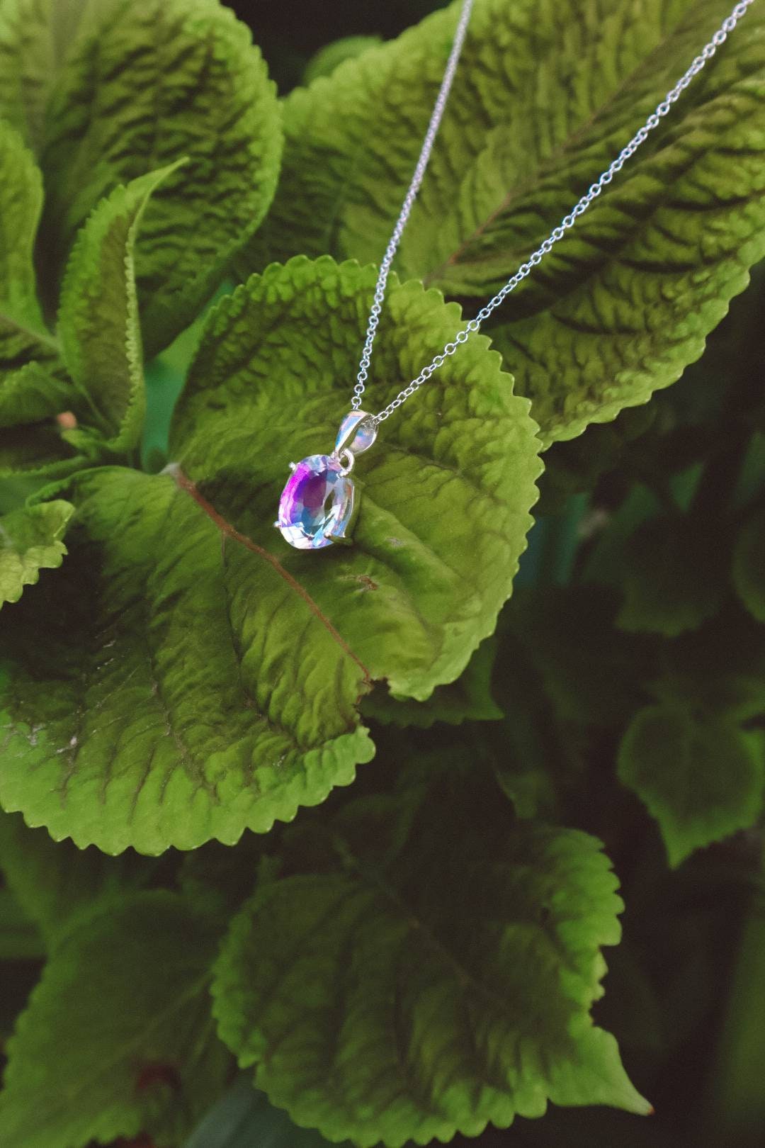Fire Topaz Faceted Oval Necklace - 925 Silver