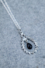 Load image into Gallery viewer, Black Onyx Teardrop Pendant Necklace - 925 Silver
