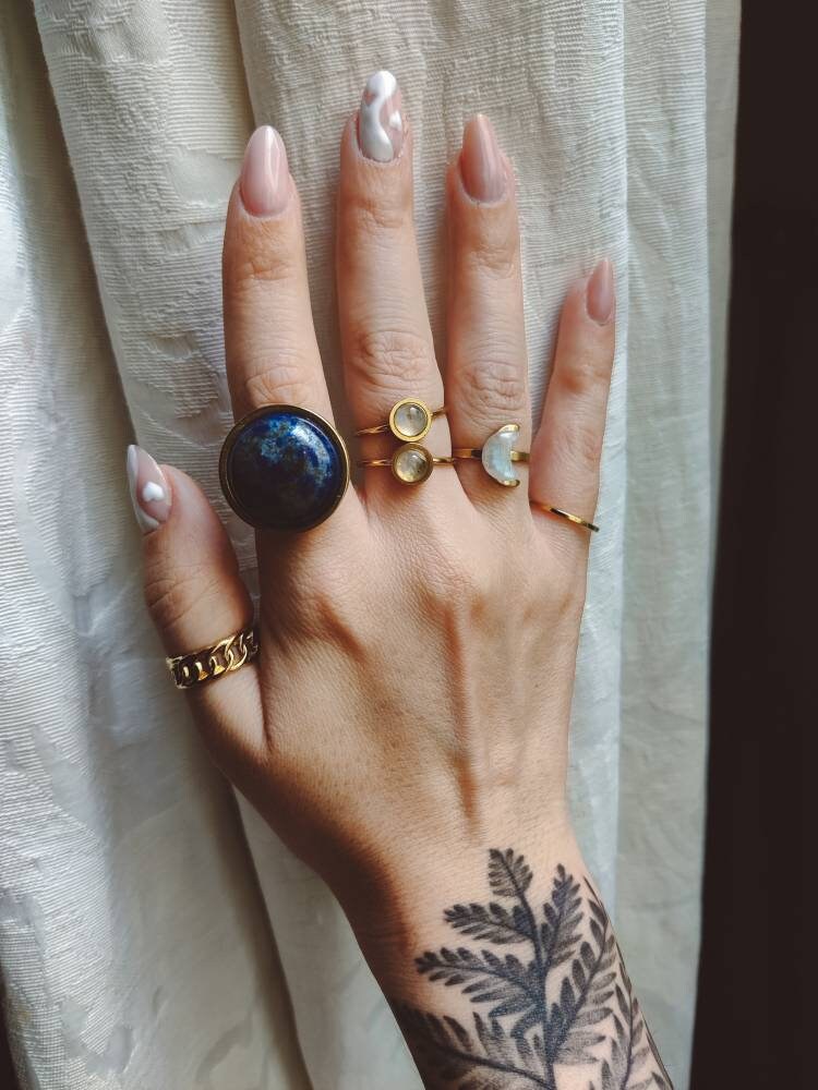 Lapis Lazuli Statement Ring - Gold