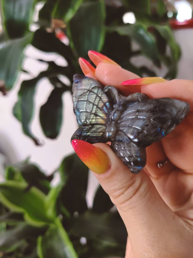 Carved Green Labradorite Butterfly