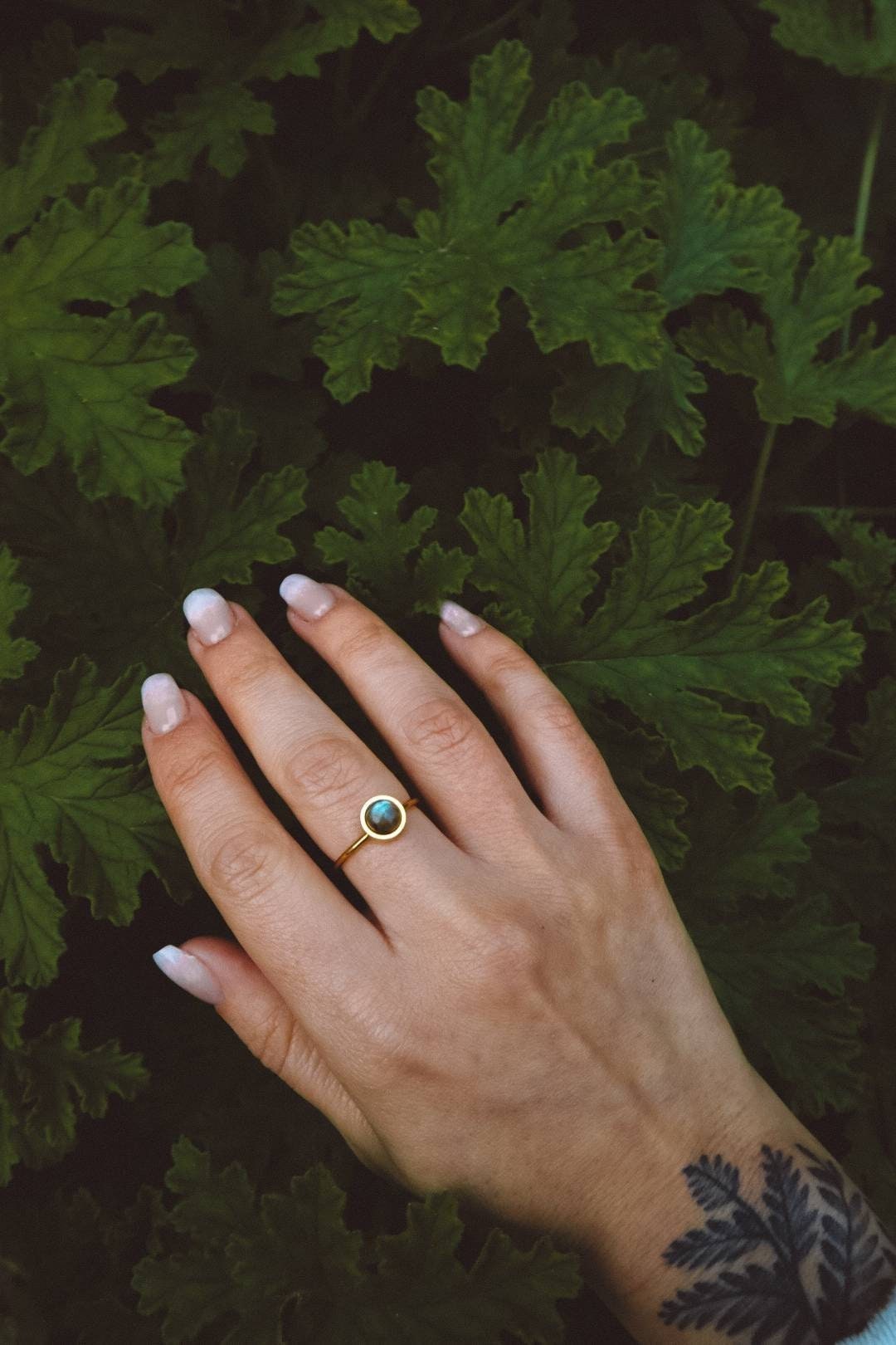Labradorite Dainty Ring - Gold