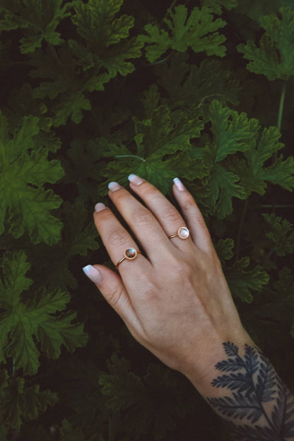 ODESSA Rainbow Moonstone Ring Rose Gold