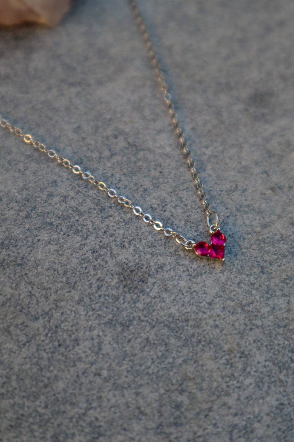 Pink Heart 925 Silver Necklace