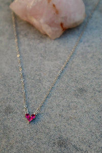 Pink Heart 925 Silver Necklace