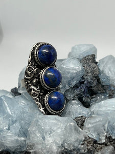 Lapis Lazuli Vintage Statement Ring - Silver