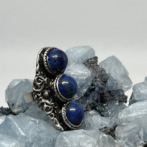 ETHNICA Lapis Lazuli Vintage Statement Ring - Silver
