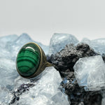 Load image into Gallery viewer, Malachite Oval Ring - Bronze
