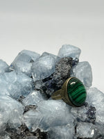 Load image into Gallery viewer, Malachite Oval Ring - Bronze
