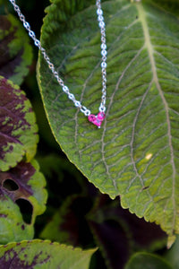 Pink Heart 925 Silver Necklace