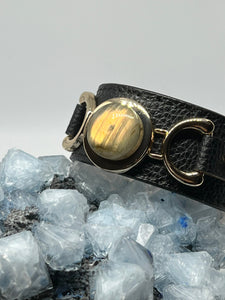 Labradorite Cuff Bracelet - Black/Gold